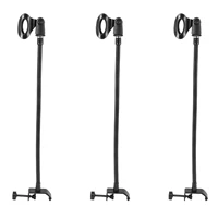 3x flexible gooseneck microphone stand with desk clamp for radio broadcasting studio live broadcast equipment stations