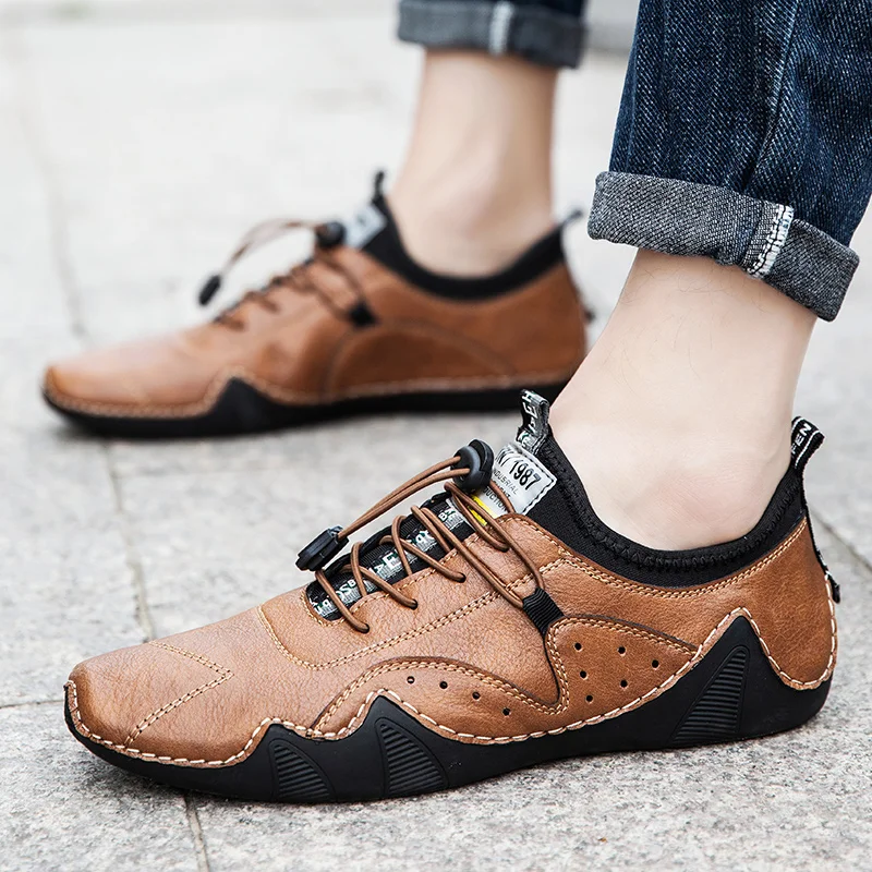 

SOLI2 Men Genuine Leather Casual Shoes Loafers Men Comfortable Casual Shoes fashon Men Leather Boat shoes S11440-S11448