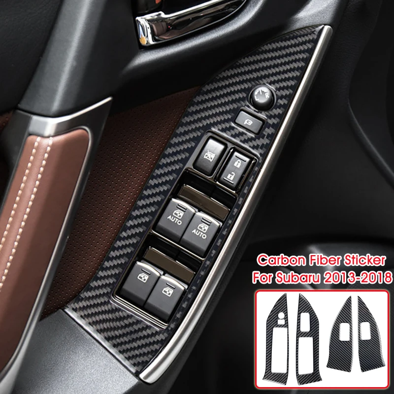 

Carbon Fiber Car Styling for Subaru Forester 2013-2018 Accessories Window Switch Panel Sticker Car Door Button Trim Carbon Fibre