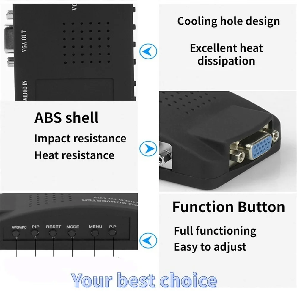 Композитный преобразователь видеосигнала в VGA PzzPss 1080P BNC цифровой выходной