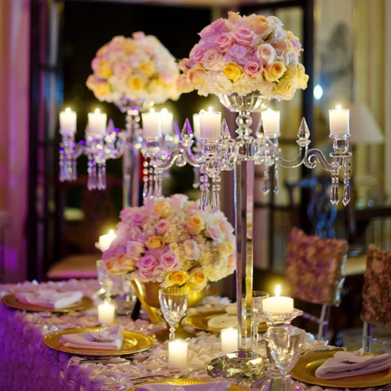 

Канделябр с 5 ручками, хрустальный канделябр, высокий стеклянный канделябр, канделябр