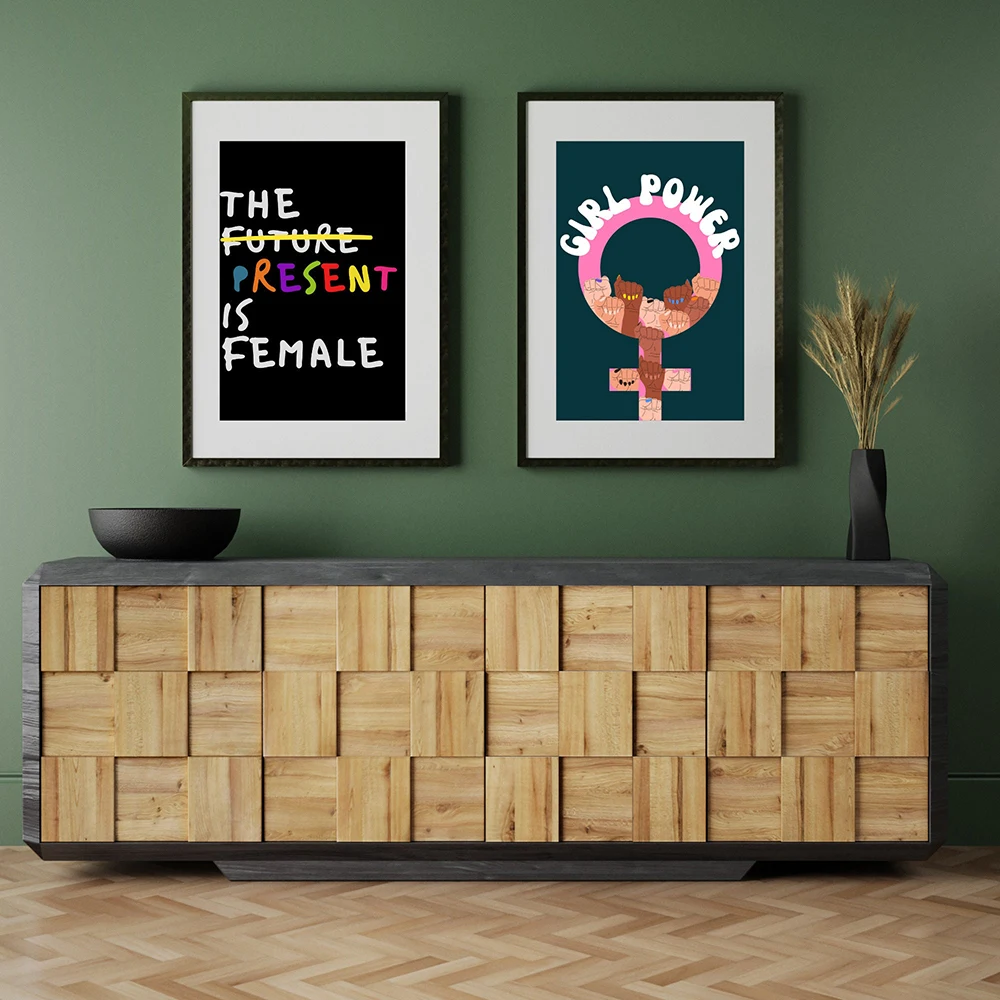 Художественная Феминистская Цитата среднего пальца настенная Картина на холсте