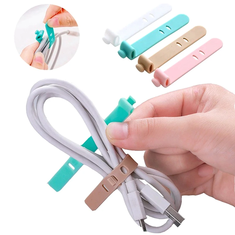 

1pc Silicone Straps Data Cable Soft Tape USB Wire Cable Tie Cable Organizer For Iphone Android Charging Earphone Bobbin Winder