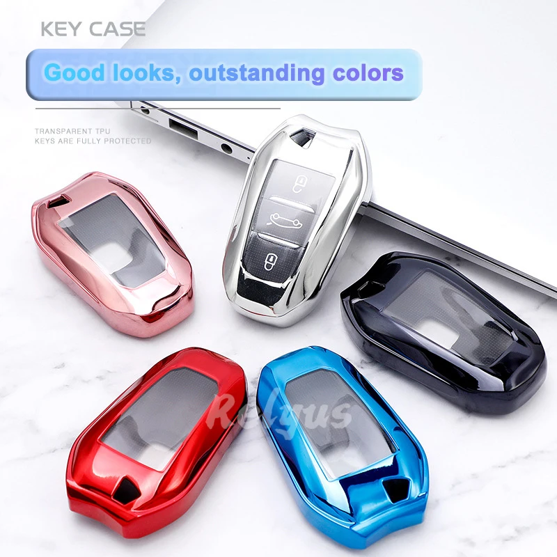 

Plating TPU Car Key Case Cover Protector for Peugeot 308 408 508 2008 3008 4008 5008 Citroen C4 C4L C6 C3-XR Key Shell