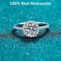 0 5 3ct moissanite ring moissanite diamond halo engagement ring rhodium plated sterling silver promise wedding band for women