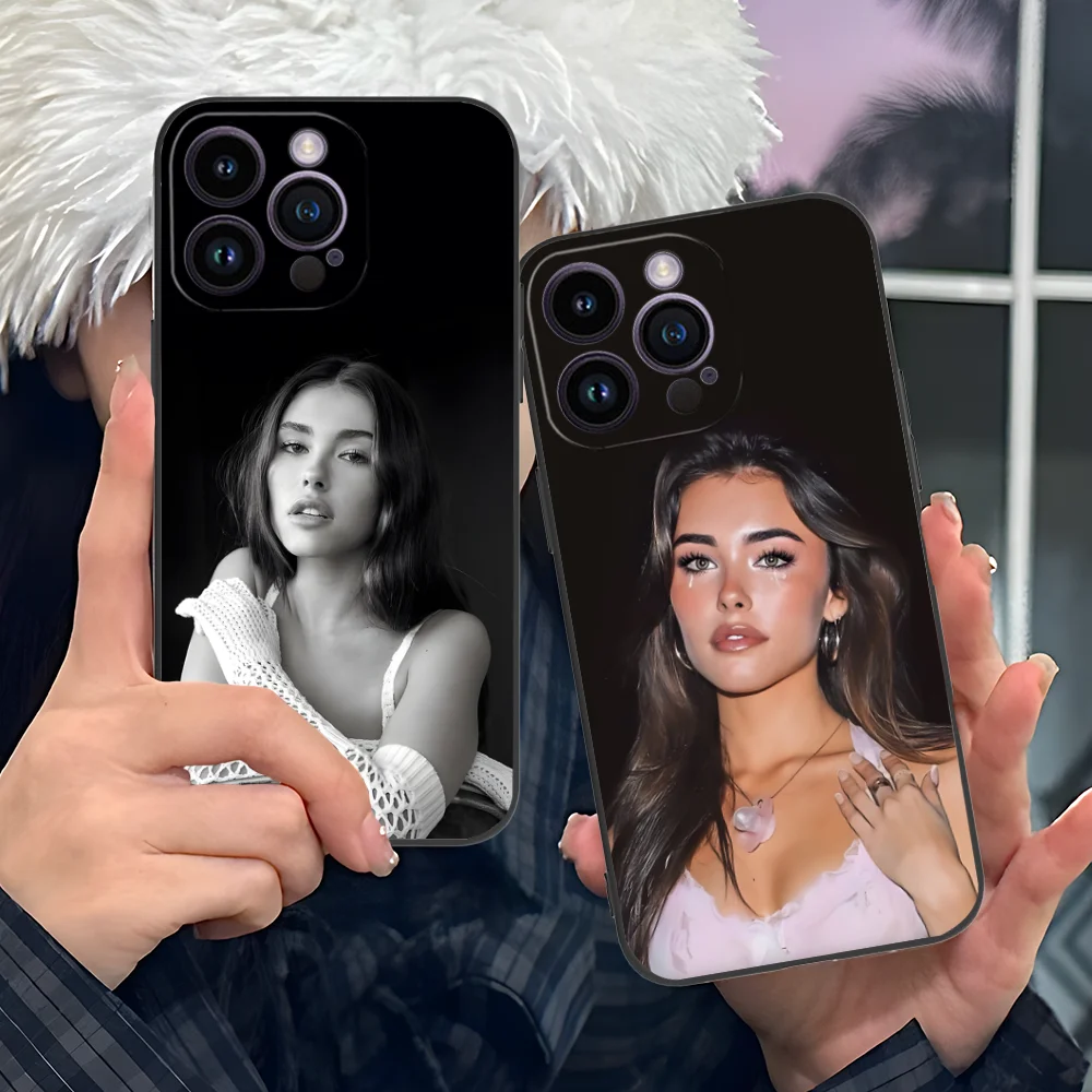 Чехол для телефона Madison Beer iPhone 16 15 14 13 12 11 X XR XS 8 7 Pro Max Plus мини-черный чехол смартфона