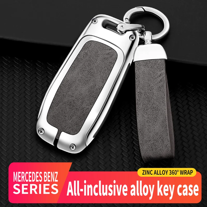

Zinc Alloy+Leather Car Key Case Cover For Mercedes Benz A C E S G Class GLC CLE CLA GLB GLS Keyless Keychain Accessories