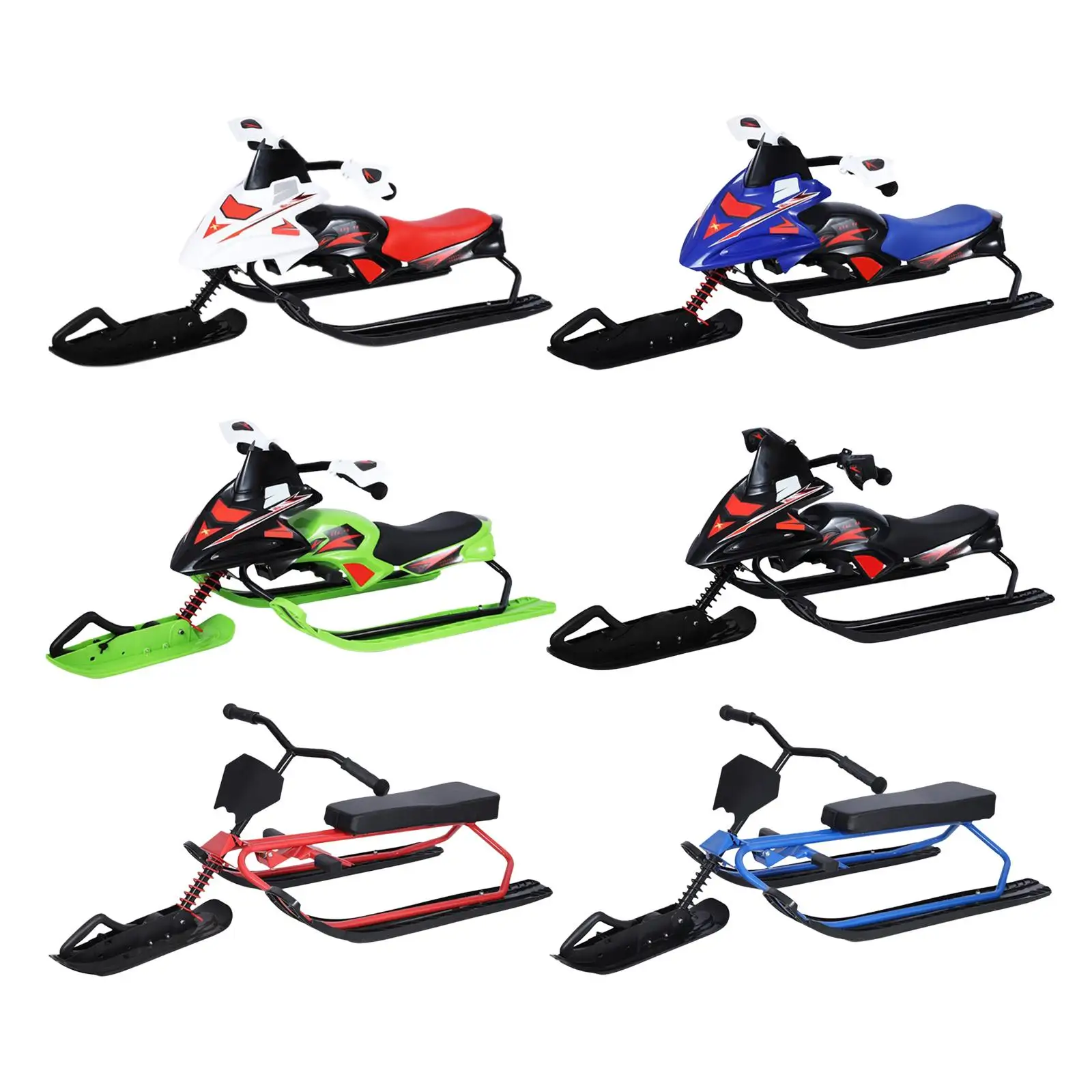 

Snow Racer, with Steering Wheel and Brake Snow Sledge Sleigh Heavy Duty Ski Ski Sled Snowboard for Winter Sport Adult Teens