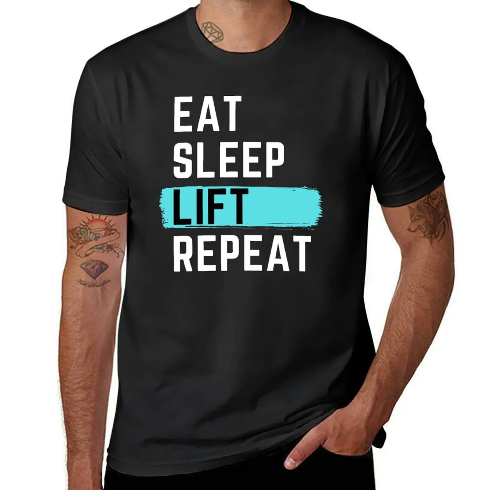 Футболка с надписью Eat Sleep Lift Repeat летняя одежда аниме мужские высокие футболки