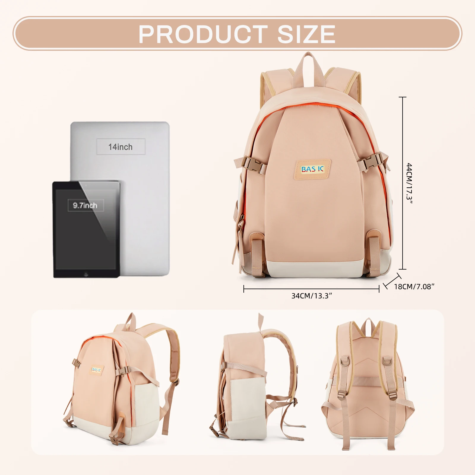 Школьный рюкзак унисекс нейлоновый большой емкости с застежкой-молнией