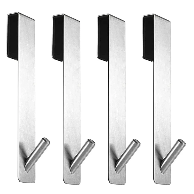 

4Pcs Extended Hooks Glass Shower Door Stainless Steel Towel Hooks Over Frameless Glass Wall Punch-Free Hanging Towels