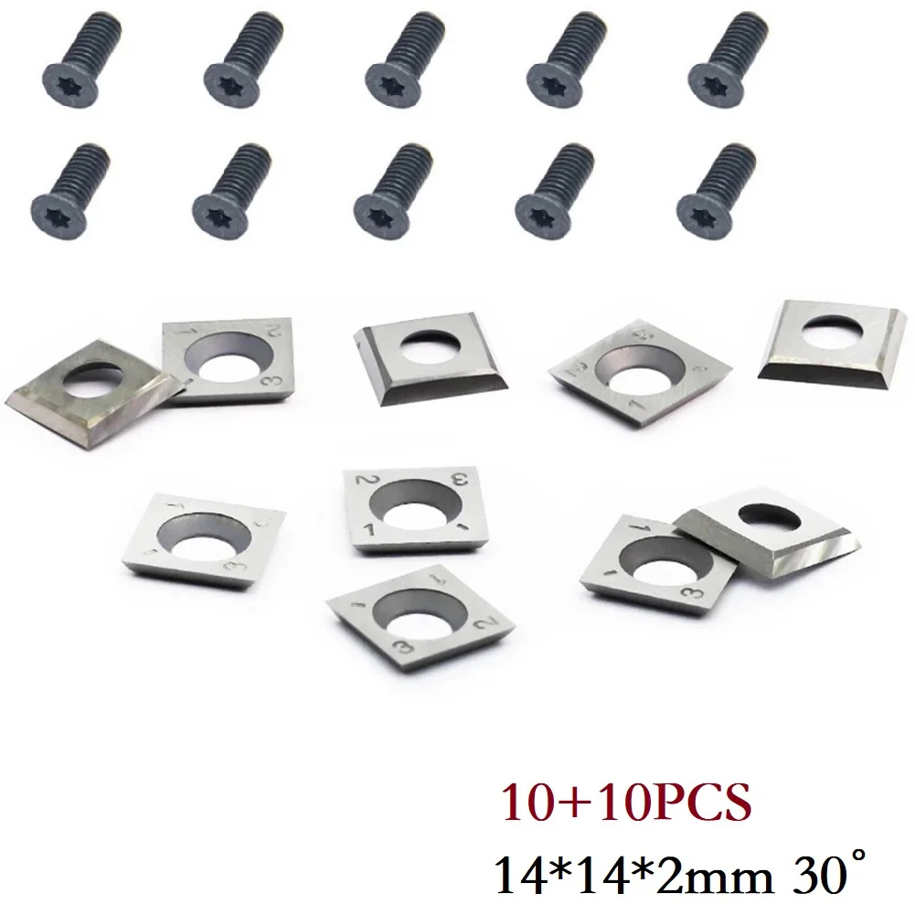 

10pcs Carbide Inserts Cutters 14mm Replace For Grizzly T21348 Woodworking Spiral Helical Planer Head DIY Wood Lathe Turning Tool