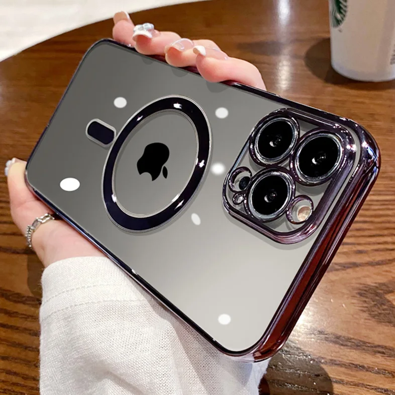 

Luxury Plating Clear Case For iPhone 13 12 11 14 Pro Max 14Pro Case For iPhone 14 Pro Max 14 Pro 14 Plus Wireless Charging Cover