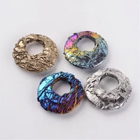 5pcslot electroplated natural dragon bone stone pendants flat round mixed color 4750x1112mm hole 1820mm