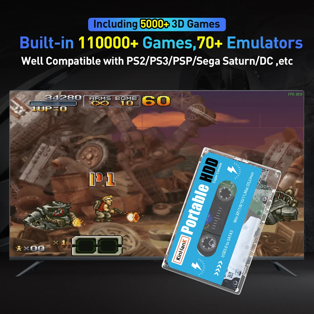 KINHANK супер консоль X 500 ГБ 2 ТБ HDD Batocera 33 системный жесткий диск с 110000 играми для