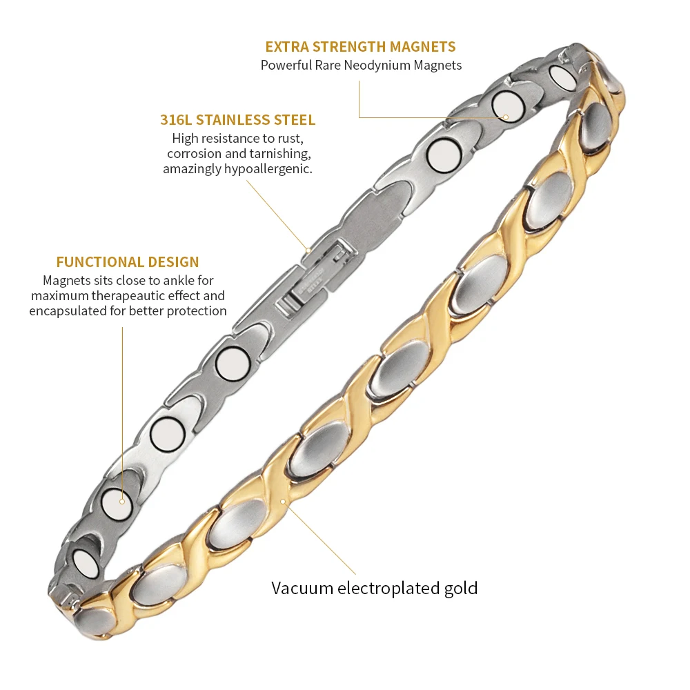 Магнитный браслет на щиколотке Wollet для женщин и мужчин нержавеющая сталь с