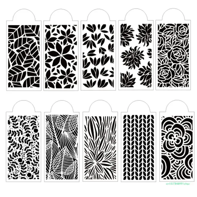 

10pcs DIY Leaf Rose Drawing Stencils Templates Embossing Paper Card Painting