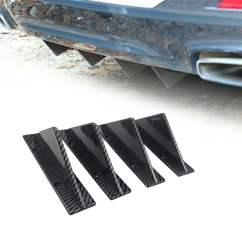 

4pcs Car Rear Bumper Lip Diffuser Fin Trim Gloss Black Car Rear Bumper Car Back Spoiler Car-Styling ABS Plastic Modification