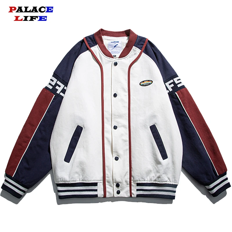 

Hip Hop Baseball Jacket Coat Men Letter Embroidery Vintage Varsity Bomber Biker Punk Couple Fashion College Jacket Spring 2022