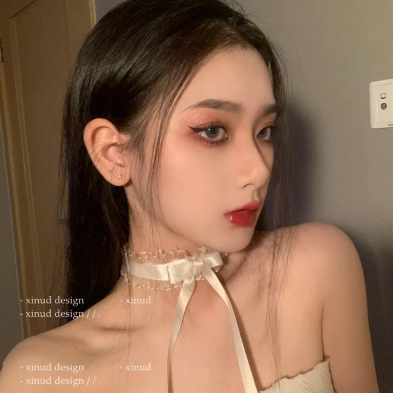 Модное кружевное ожерелье-чокер с бантом для женщин сексуальное черное белое