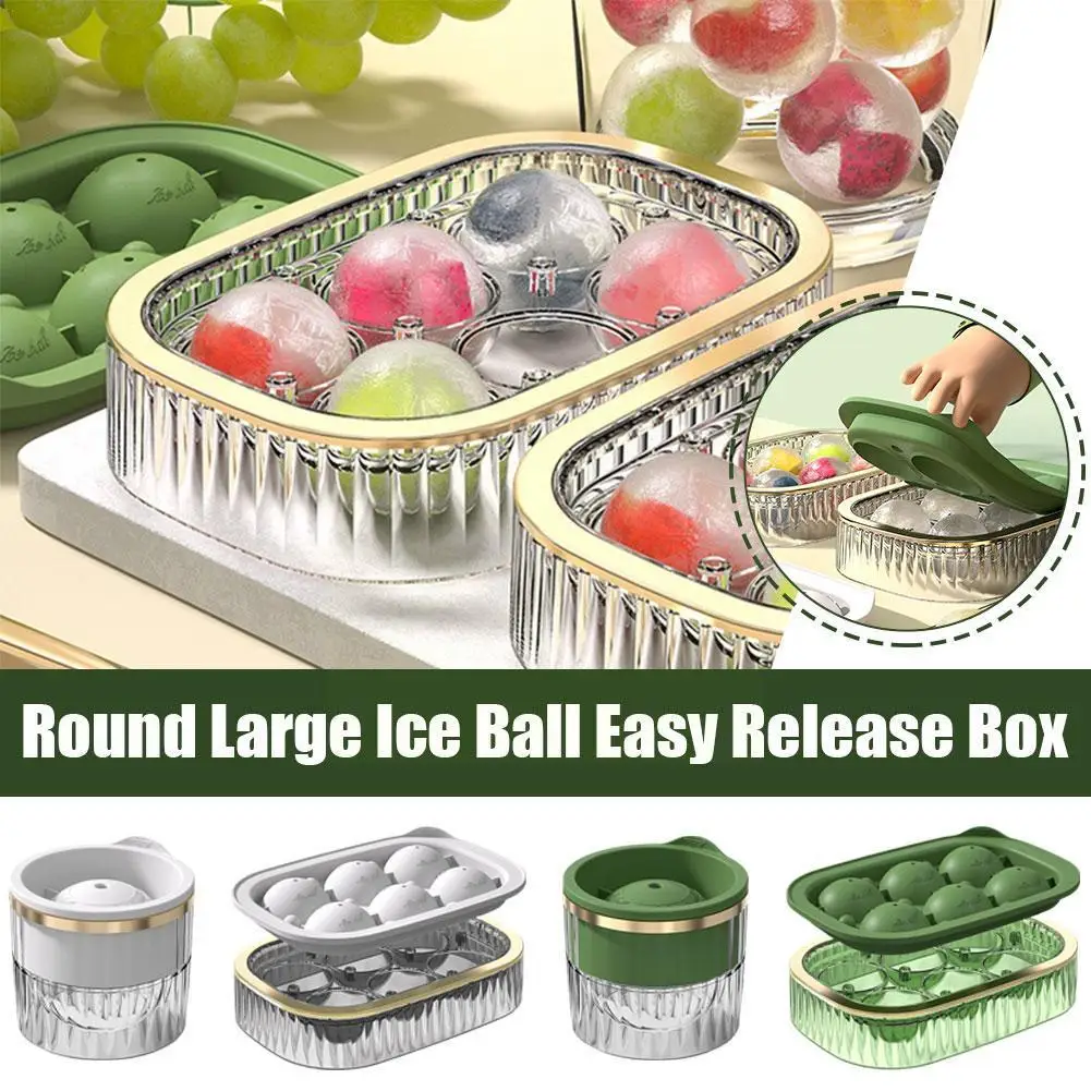 

Round Large Ice Ball Easy Release Box Household Bar Lid Ice Ice Box Silicone Cocktail Grid Make To With Ball Mold Grade Foo Y0Q7