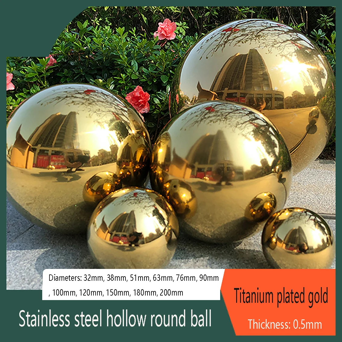 1 шт. титановый золотистый шар толщина 32-200 мм 0 5