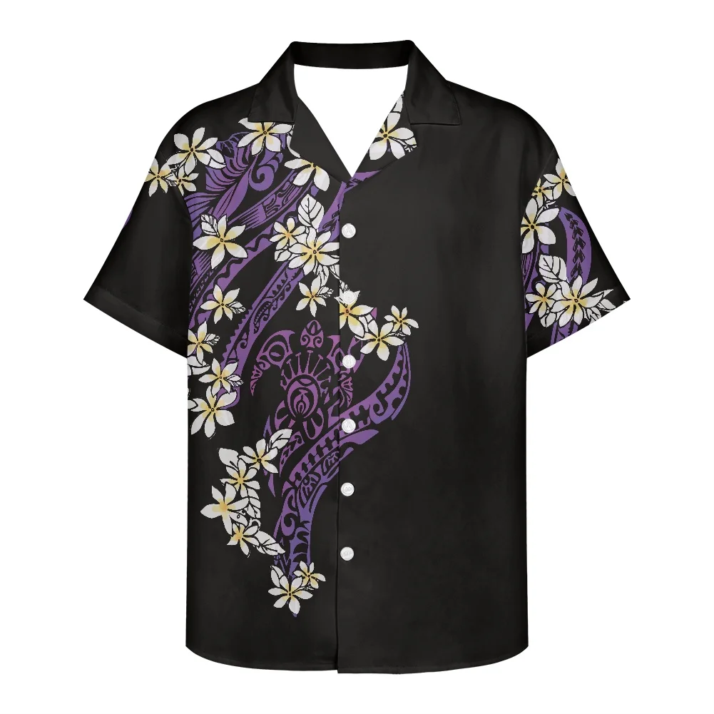 

Plus Size Men's Clothing 2022 Casual Outfit Samoa Hawaii Turtle Frangipani Print Shirts Men's Short Sleeve Button Up Shirt