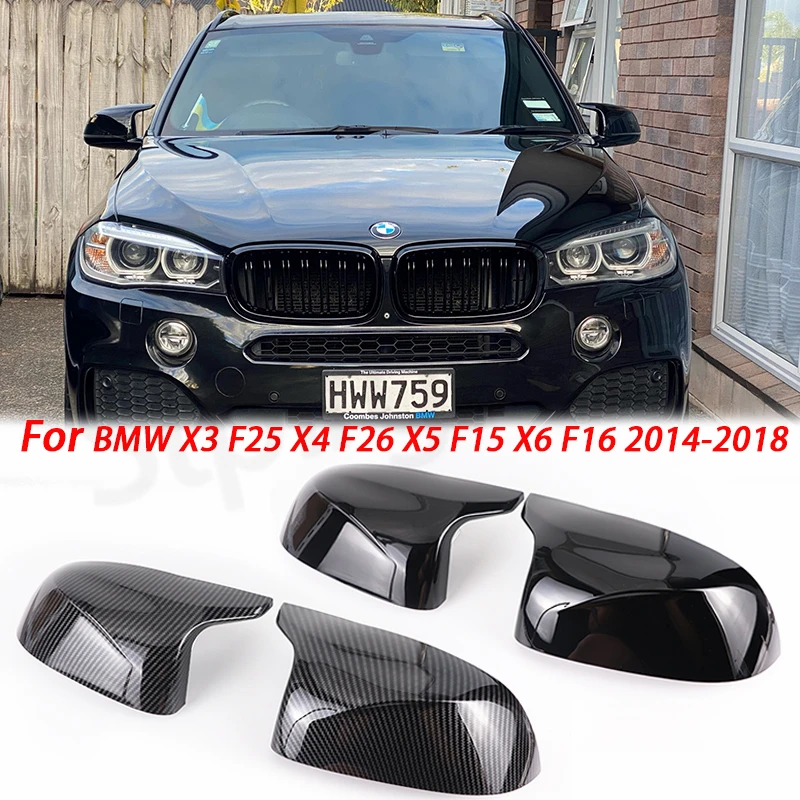 

Автомобильная накладка на боковое зеркало заднего вида для BMW F25, X3, F26, X4, F15, X5, F16, X6 2014, 2015-2018, ярко-черное углеродное волокно