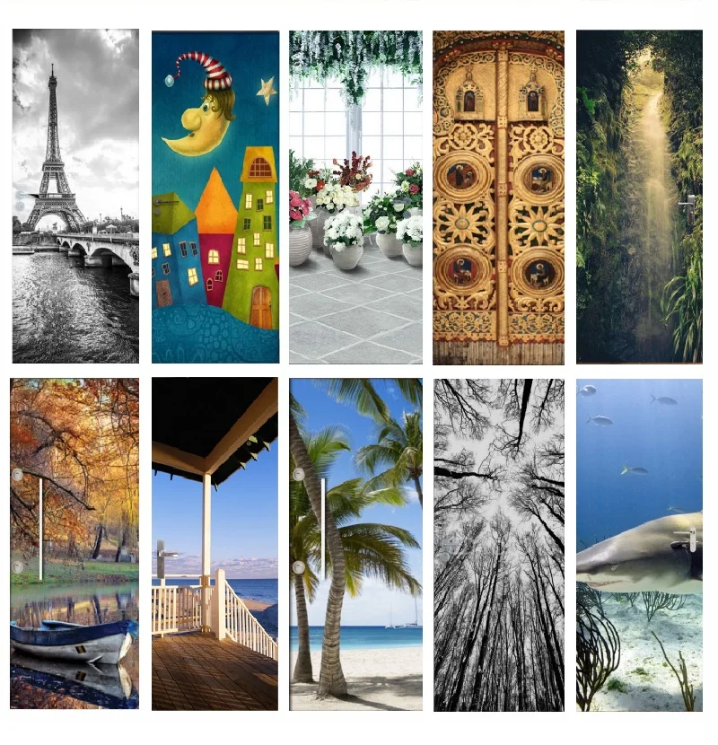 

3D Door Sticker Sea Cartoon Golden Gate Wall Painting Living Room Bedroom Door Wallpaper Wall Stickers Self-adhesive Vinyl Decor