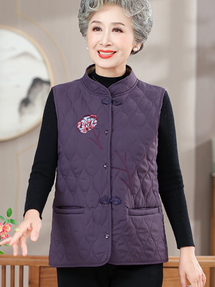Стеганый жилет для пожилых людей женский осенне-зимний бабушки утепленный на