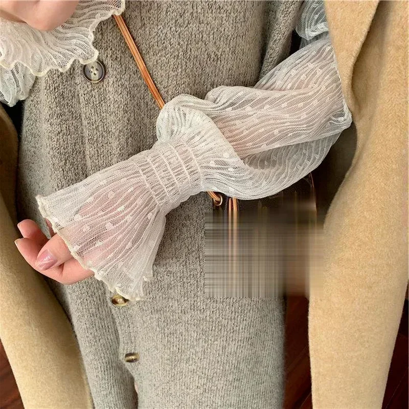 Женская сетчатая блузка с высоким воротником летние тонкие прозрачные кружевные