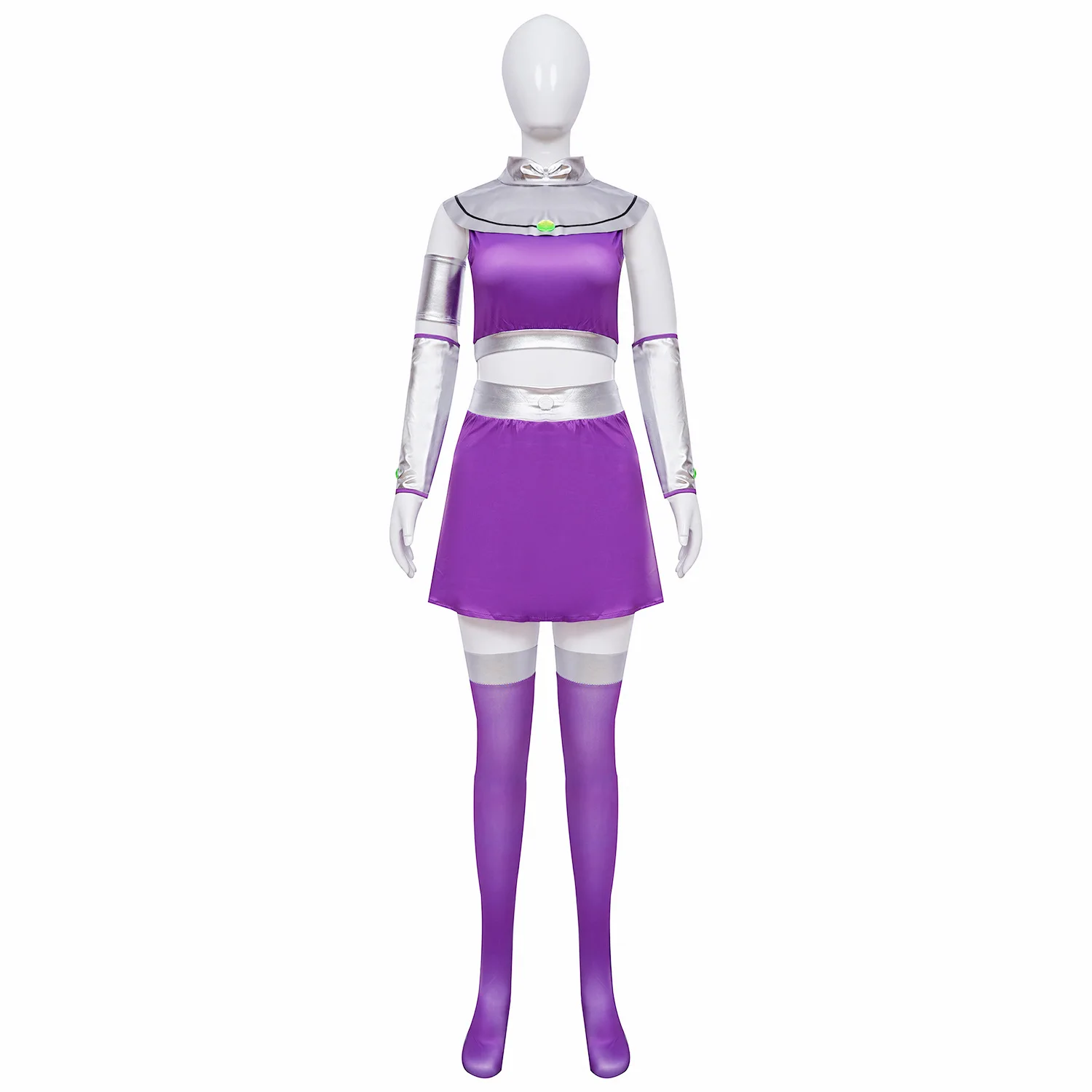 Anime Starfire Teen Titans Princess Koriand'r Cosplay Costume Purple Outfit with Stockings Women Halloween Carnival Uniform Suit
