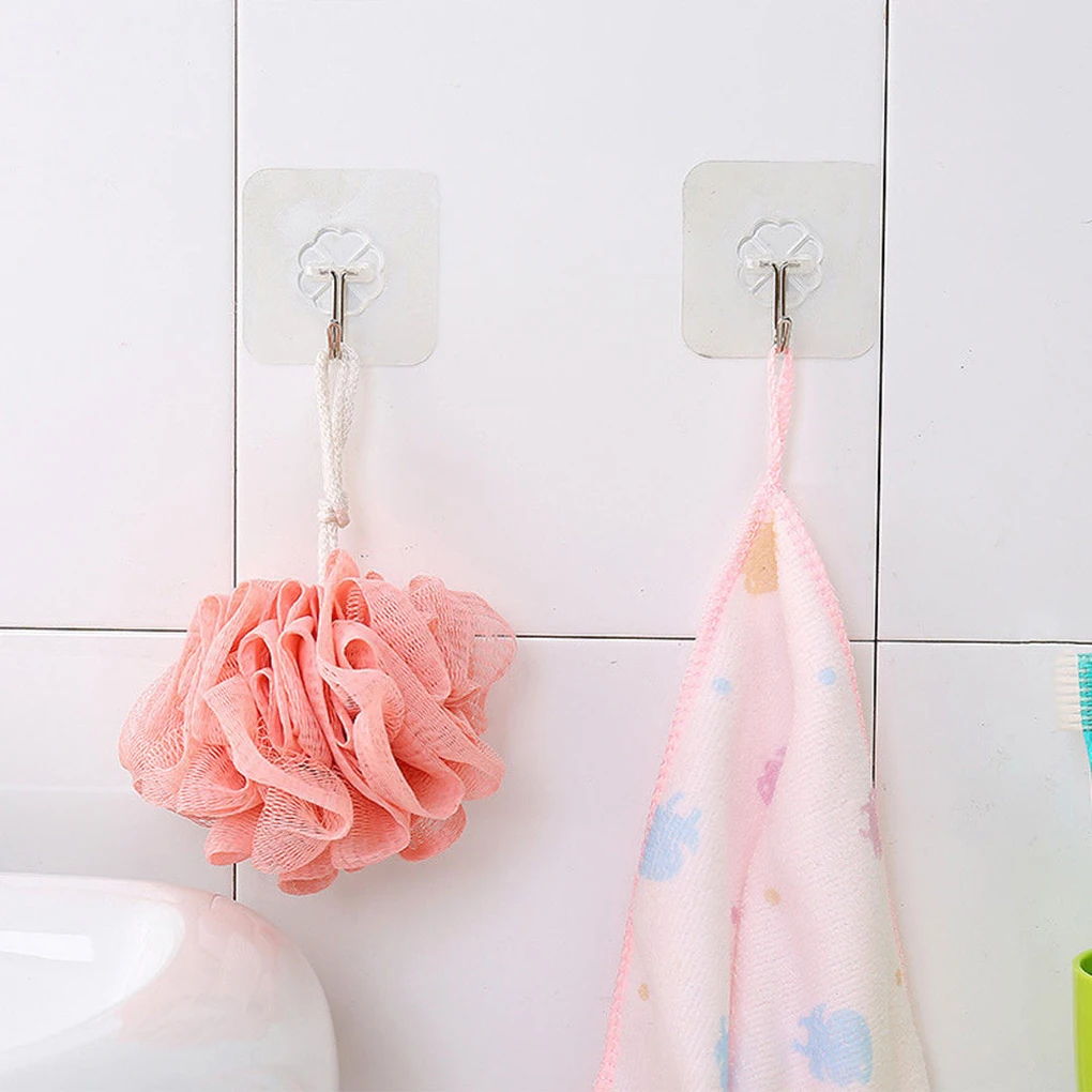 

Pack of 2 Hangers Wall Removable Keys Hooks Bathroom Storage Towel Holder Household Organization Seamless Door Mirror