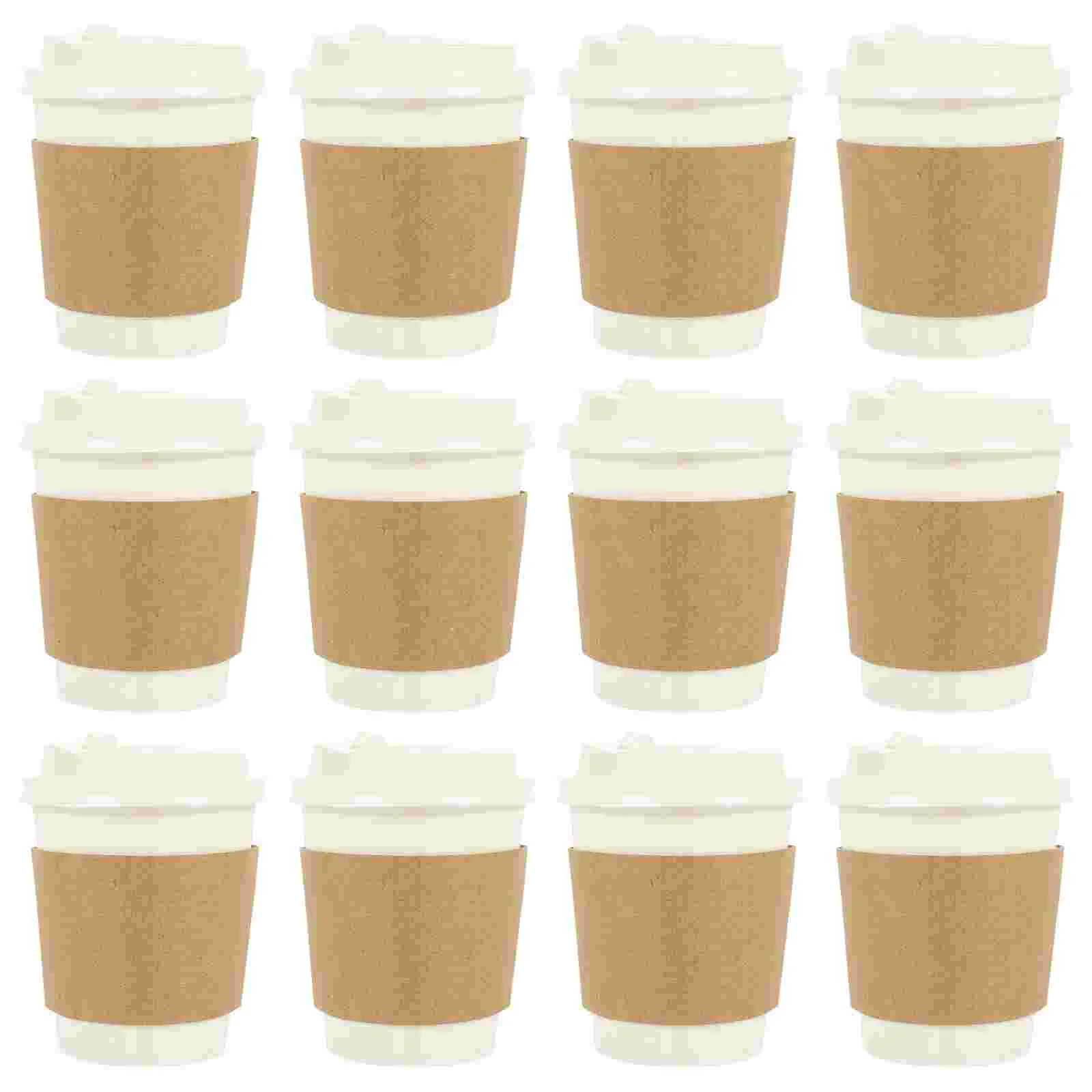 

Cups Paper Coffee Disposable Hot Beverage Cup Lids 8 Oz Go Espresso Mugs Take Brown Out Sleeve Container Drink Togo Recyclable