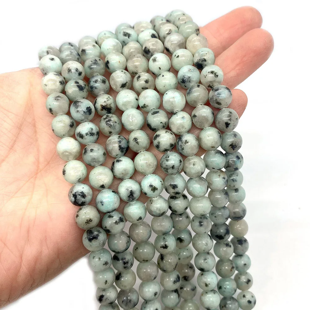 

Wholesale Natural Stone White Dot Blue Necklace Beads 6mm8mm10mm Fine Round Charm Jewelry Making DIY Bracelet Earrings Accessory