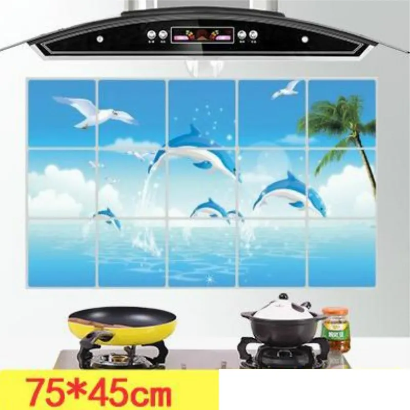 

45*75CM Household Quality Wall Stickers High Temperature Resistant Aluminum Foil Tiles Economical Kitchen Anti-oil Fume Stickers