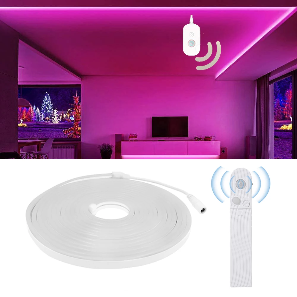 

Neon Strip DC 5V Sensor IP65 Waterproof 120leds/m 2835 Flexible LED Strip Red Pink White Ice Blue Home Decoration Lamp