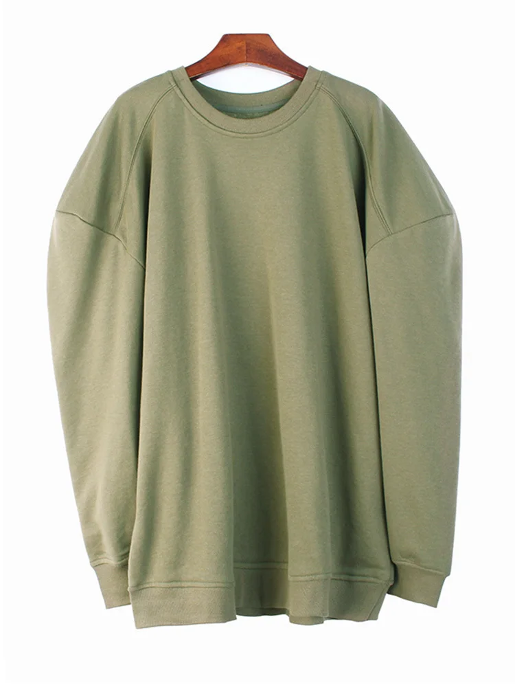 

Свободная Женская толстовка черного цвета с длинным рукавом и круглым вырезом, большие размеры, весна-осень 2022 K046