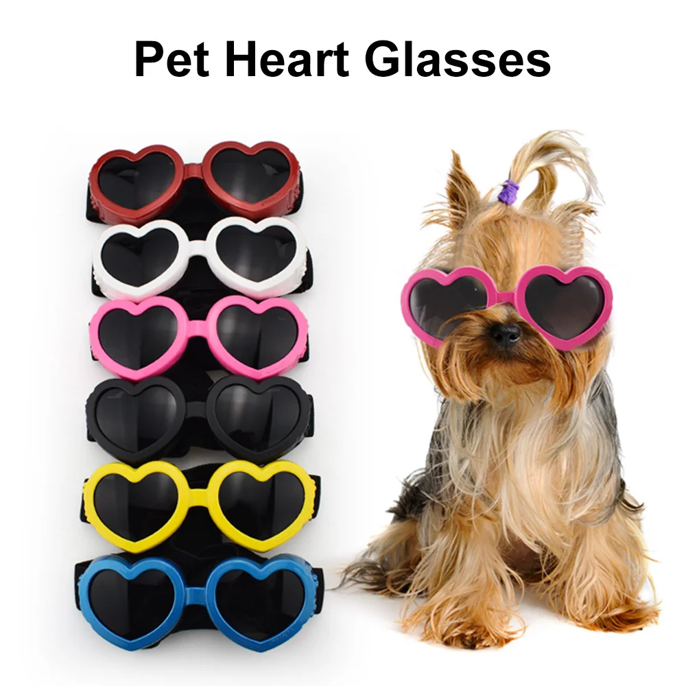 

Heart-shaped Small Dog Sunglasses Pet Protection Glasses Adjustable Dog Glasses Fashion Sunglasses Pet Accessories Dog Supplies