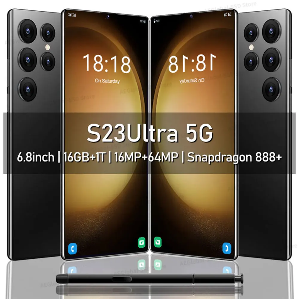 

S23 Ultra Original SmartPhone 6.8 HD 64MP 16GB+1TB Unlocked Mobile Phones 5G Celulares Dual Sim Card 6800mAh Android Cell Phone