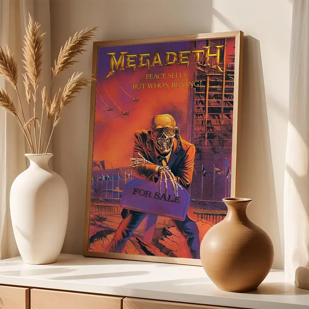 Фото Постеры-наклейки Band M-Megadeth, HD-печать, самоклеящиеся, современное искусство для спальни, гостиной, домашнего декора, настенные наклейки, подарок №4