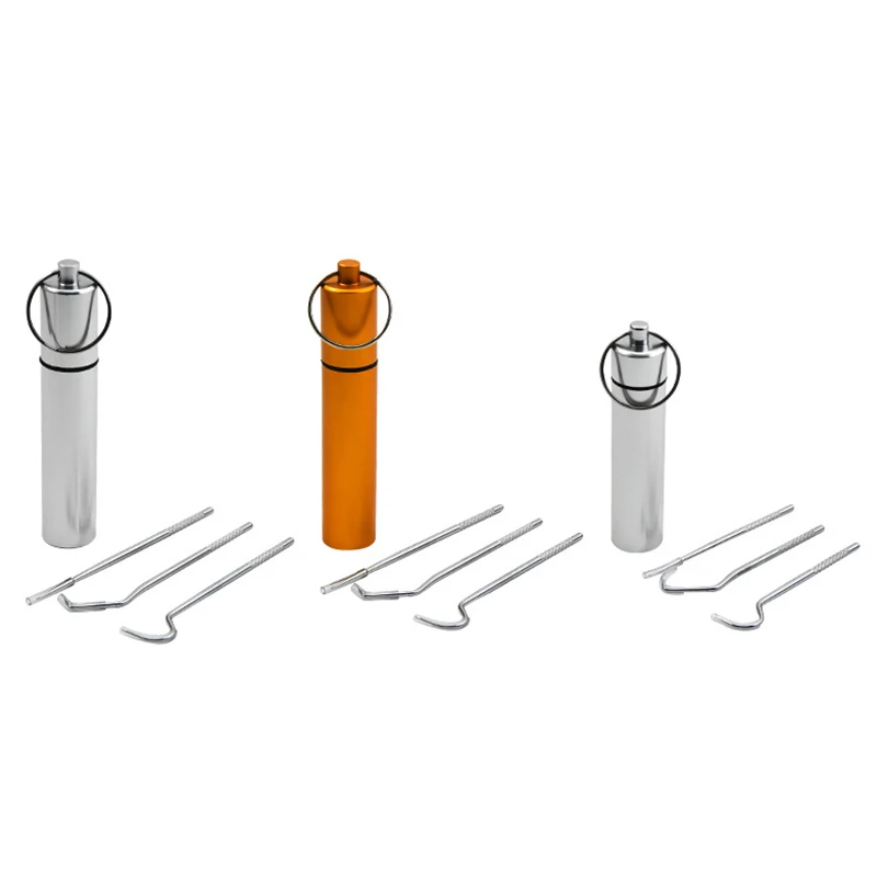 NEW Titanium Outdoor Edc Portable Multifunctional Toothpick Fruit Fork Camping Tool Tube Stronger Than Dental Floss |