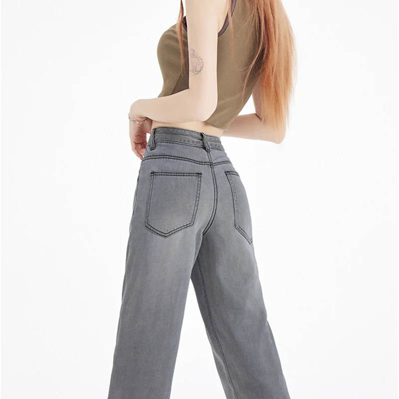 2023Jeans Women's Black Pants Spring/Summer Commuting Real Time Photos Tian Si Ultra Thin Slim Straight Tube Wash