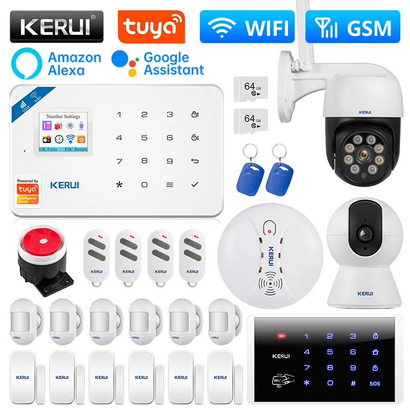 

KERUI W181 Alarm System for Home WIFI GSM Alarm Wireless Support Alexa Tuya Smart Motion Sensor Siren Door Detector RFID
