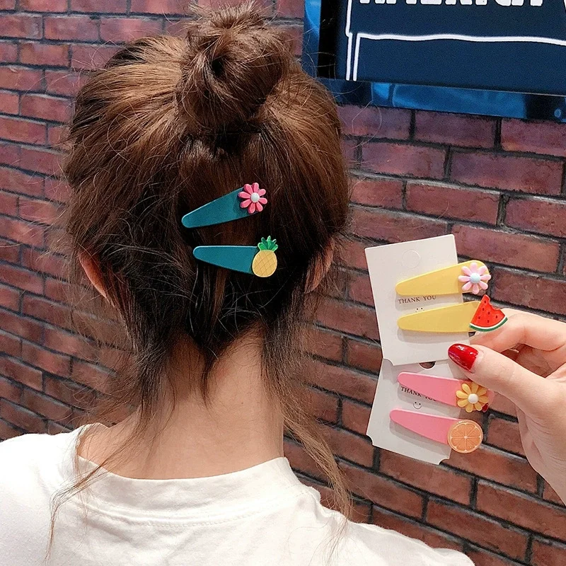 

6 Pcs Colorful Fruit Plastic Snap Hair Clips Baby Girls' Barrettes Girls' Hairpins Headwear Accessories