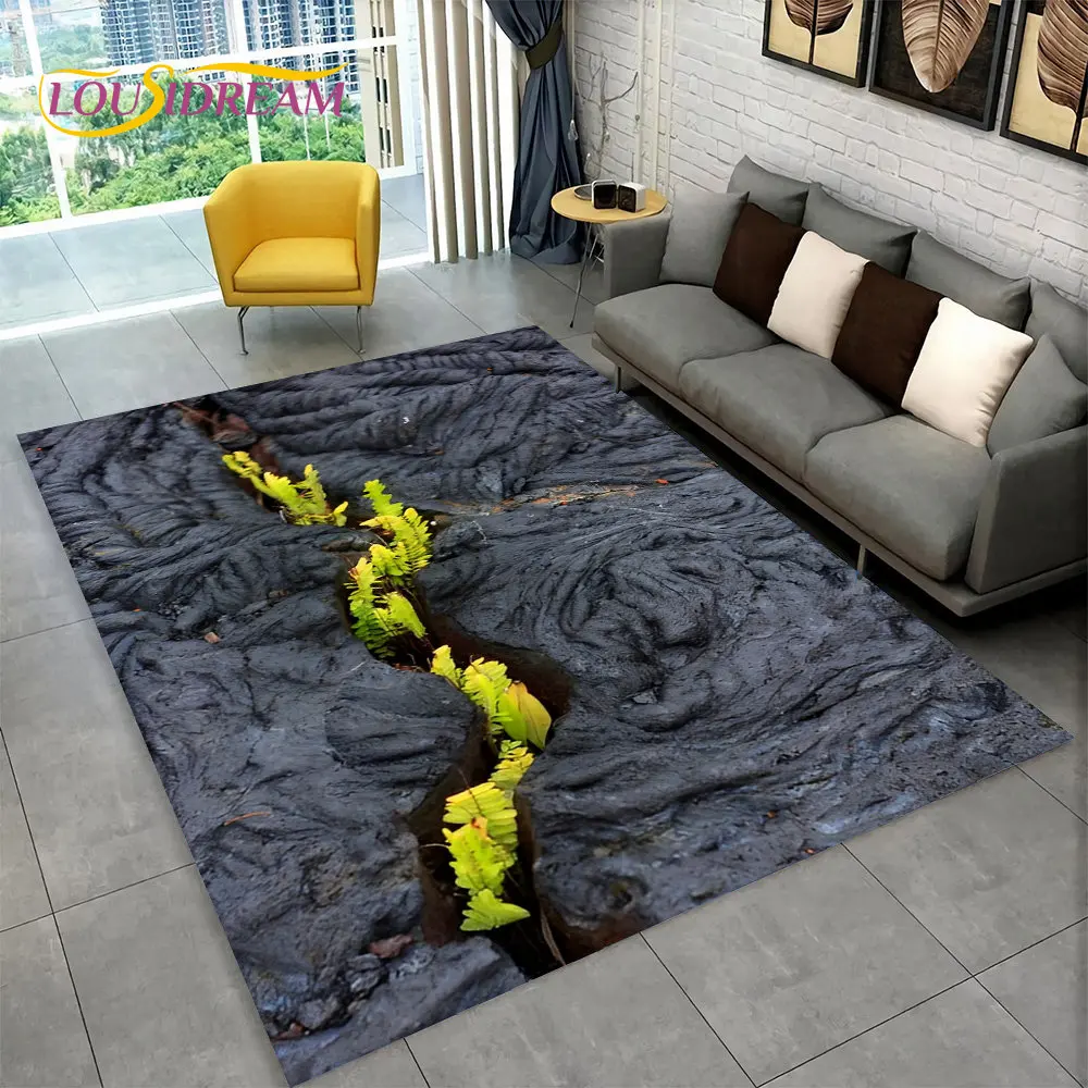 

3D Volcano Lava Magma Area Rug Large,Carpet Rug for Living Room Bedroom Sofa Doormat Decoration,Kid Play Non-slip Floor Mat Gift