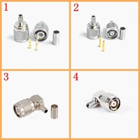 5pcslot tnc malerp tnc male plug 90 degree right angle crimp solder clamp for rg58 rg142 rg400 lmr195 rg223 cable connector
