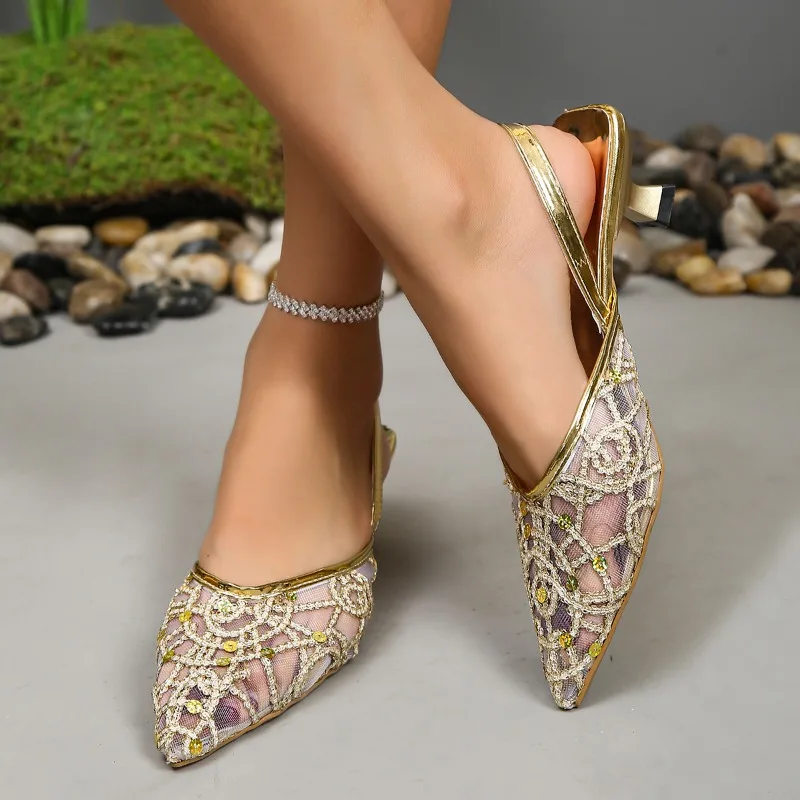 Сандалии женские сетчатые с острым носком