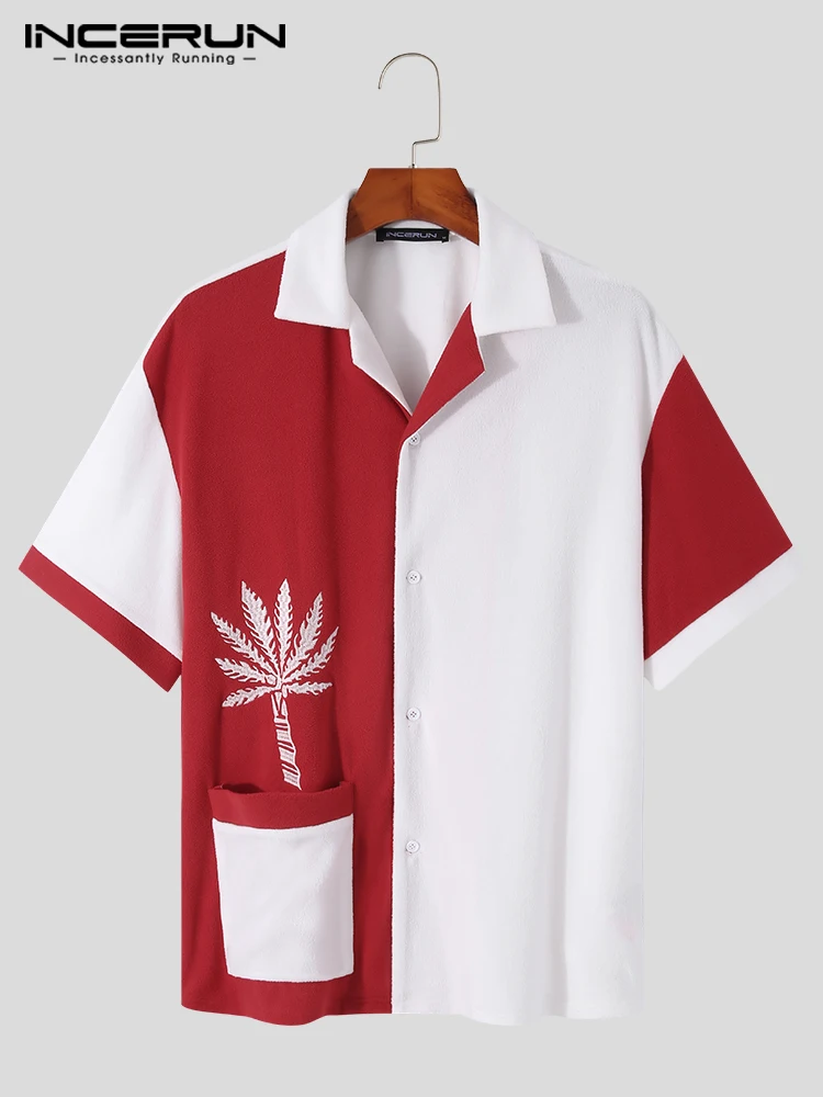 Fashion Casual Style Men's Patchwork Short Sleeve Shirts Handsome Well Fitting Male Lapel Button Blouse S-5XL INCERUN Tops 2022