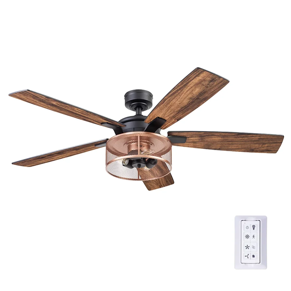 

Carnegie 52" Matte Black And Copper Ceiling Fan With Lights And Remote Control ventilador techo